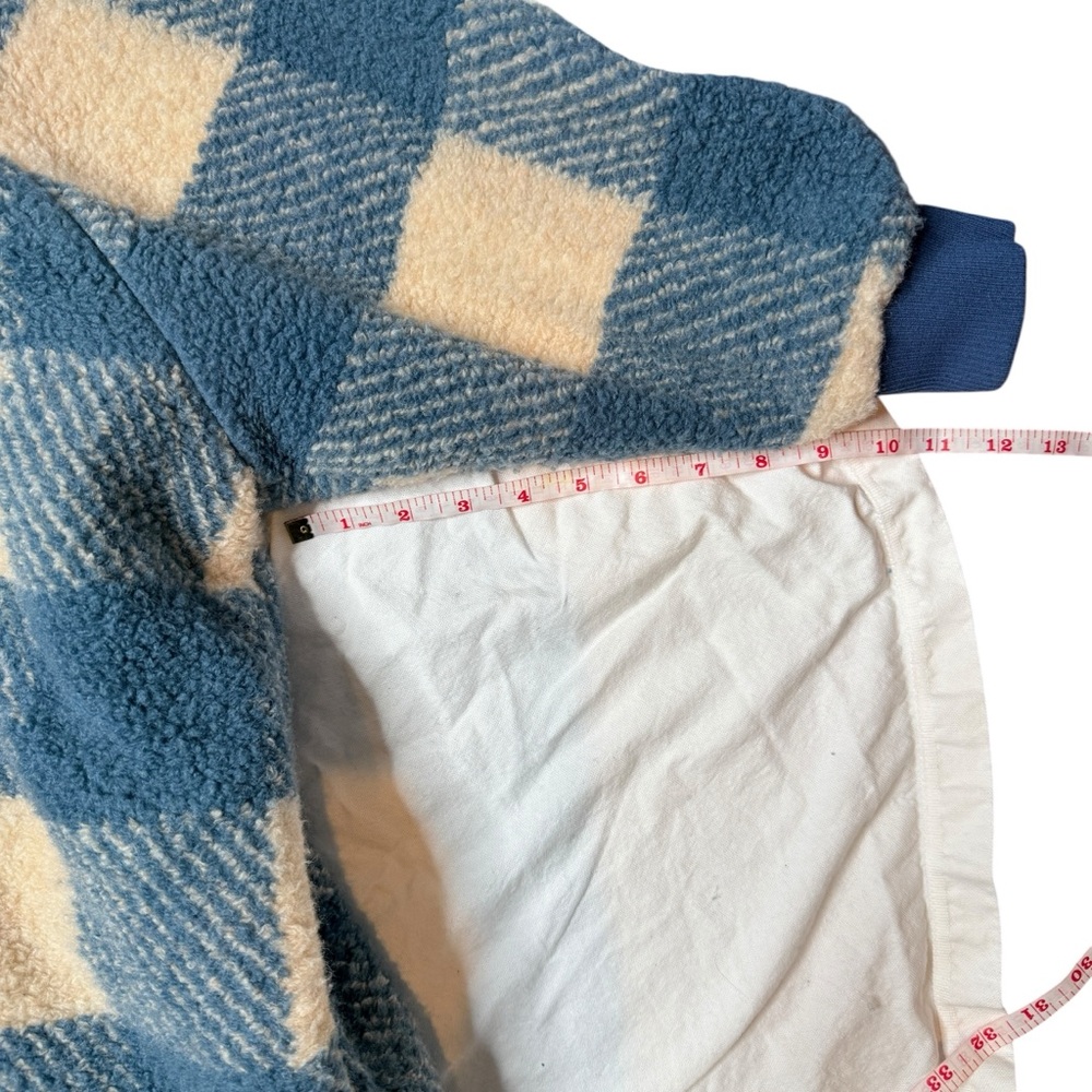 Hatch Maternity Coco Jacket One Size Blue Gingham Plaid Shawl Collar Shearling - Picture 9 of 9